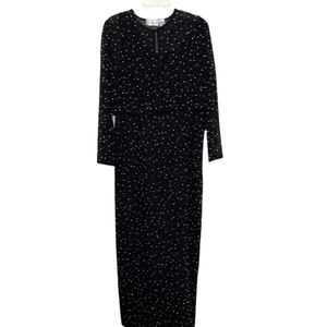 Scala Vintage Black Gold Beaded Dress with Jacket Petite Large